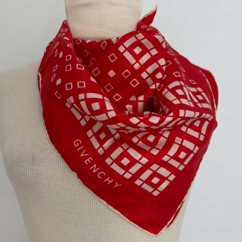 Vintage Givenchy Handkerchief Monogram Bandana Authentic Womens Neck Scarf
